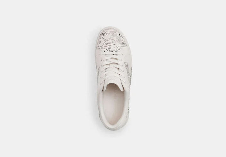 Coach X Peanuts High Line Sneaker With Newspaper Print - Image 3