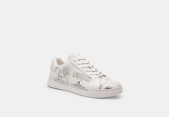 Coach X Peanuts High Line Sneaker With Newspaper Print