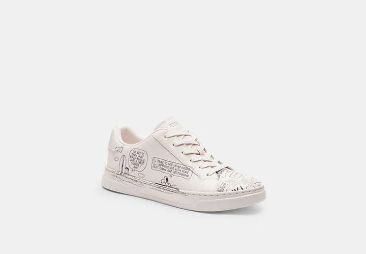 Coach X Peanuts High Line Sneaker With Newspaper Print