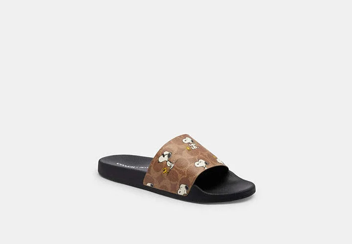 Coach X Peanuts Udele Sport Slide In Signature Canvas With Snoopy Print