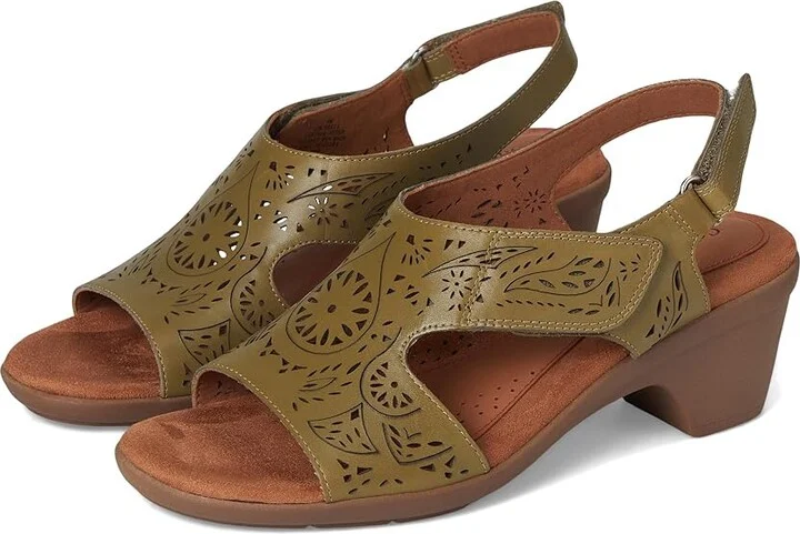 Cobb Hill Corria Women's Wedge Shoes Dark Green Leather : 9.5 D - Wide