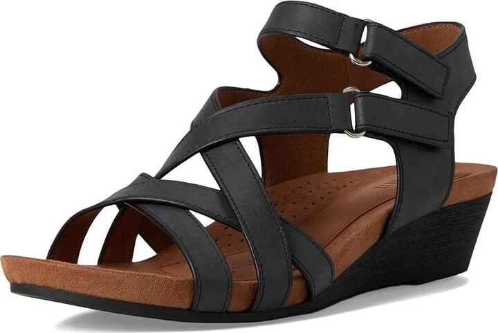 Cobb Hill Helin Women's Wedge Shoes Black Leather : 5.5 B - Medium - Image 5
