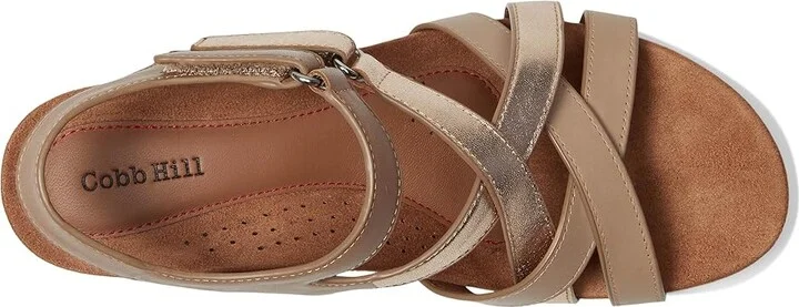 Cobb Hill Helin Women's Wedge Shoes Taupe/Gold Leather : 7.5 B - Medium - Image 2