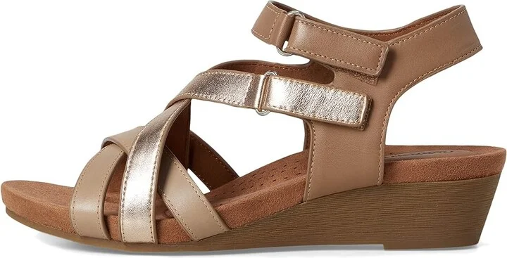 Cobb Hill Helin Women's Wedge Shoes Taupe/Gold Leather : 7.5 B - Medium - Image 6