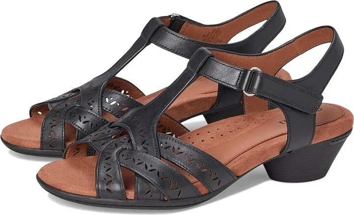 Cobb Hill Lorna Women's Wedge Shoes Black Leather : 10 D - Wide, Leather/Rubber