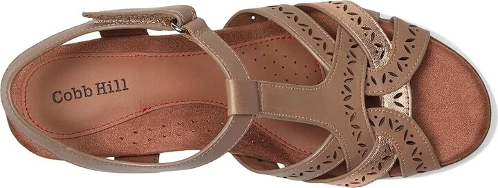 Cobb Hill Lorna Women's Wedge Shoes Taupe/Gold Leather : 9.5 B - Medium, Leather/Rubber - Image 2