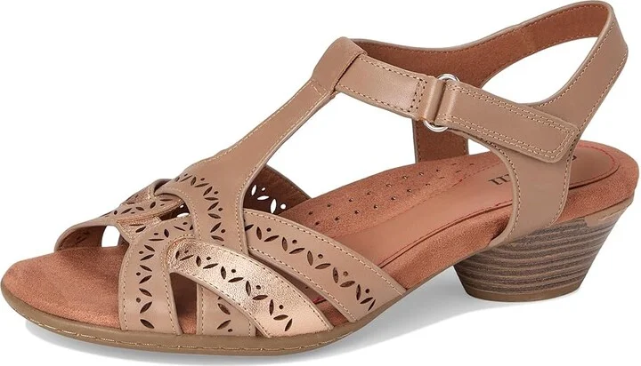 Cobb Hill Lorna Women's Wedge Shoes Taupe/Gold Leather : 9.5 B - Medium, Leather/Rubber - Image 5