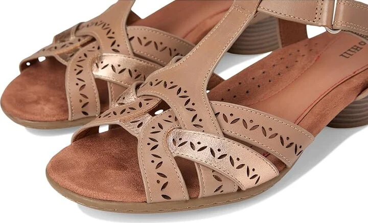 Cobb Hill Lorna Women's Wedge Shoes Taupe/Gold Leather : 9.5 B - Medium, Leather/Rubber - Image 7