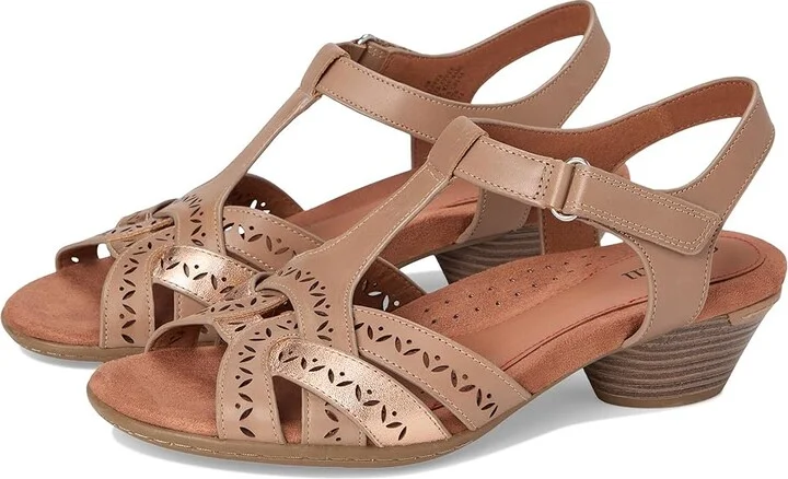 Cobb Hill Lorna Women's Wedge Shoes Taupe/Gold Leather : 9.5 B - Medium, Leather/Rubber