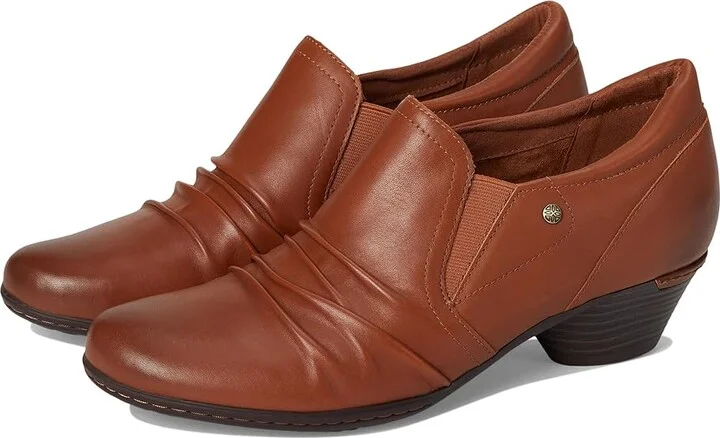 Cobb Hill Lucy High Women's Heels Cognac Leather : 6 D - Wide, Suede