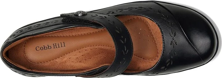 Cobb Hill Perry Women's Flat Shoes Black Leather : 9.5 D - Wide, Leather/Polyester - Image 2