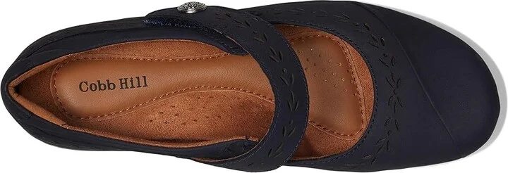 Cobb Hill Perry Women's Flat Shoes Dark Blue Leather : 9 B - Medium, Leather/Polyester - Image 2