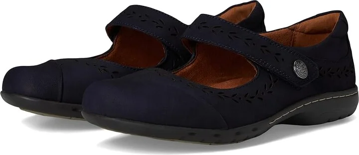 Cobb Hill Perry Women's Flat Shoes Dark Blue Leather : 9 B - Medium, Leather/Polyester