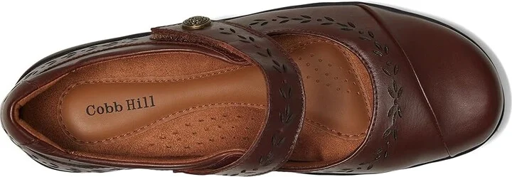 Cobb Hill Perry Women's Flat Shoes Medium Brown Leather : 11 D - Wide, Leather/Polyester - Image 2