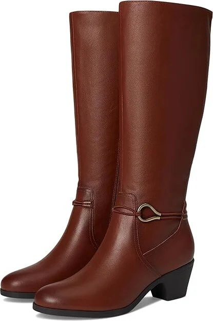 Cobb Hill Presley Women's Boots Dark Natural Leather : 9.5 D - Wide