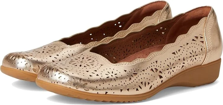 Cobb Hill Rory Women's Slip-on Dress Shoes Gold Leather : 8 B - Medium