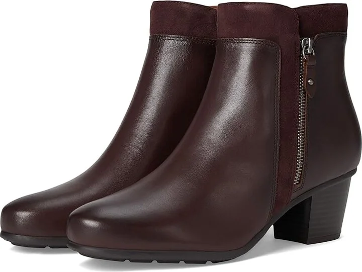 Cobb Hill Wynter Women's Boots Dark Red Leather : 9.5 B - Medium, Leather/Textile