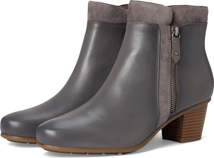 Cobb Hill Wynter Women's Boots Grey Leather : 8.5 D - Wide, Leather/Textile