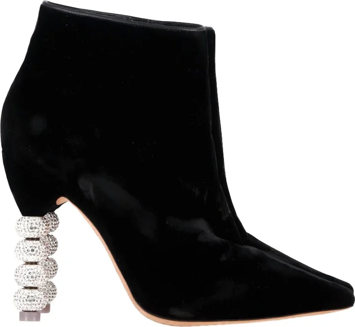 Coco Crystal Embellished Boots in Black Suede