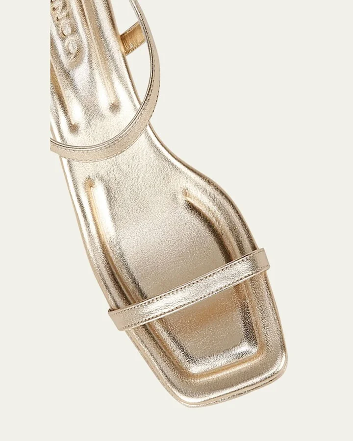 Coco Metallic Leather Kitten-Heel Sandals - Image 10