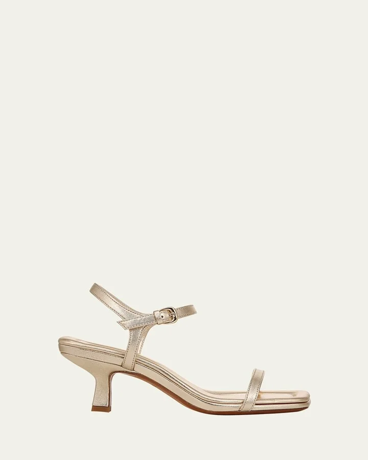 Coco Metallic Leather Kitten-Heel Sandals