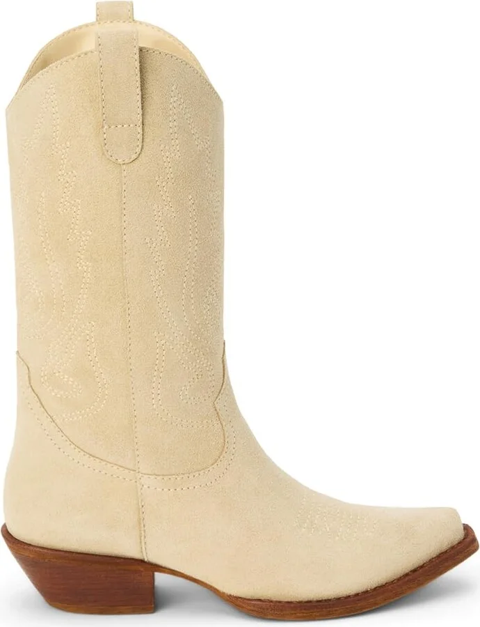 Coconuts by Matisse Womens Gaucho Embroidered Snip Toe Casual Boots Mid Calf Low Heel 1-2" - Beige - Size 6 M