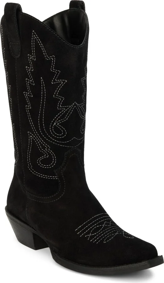 Coconuts by Matisse Womens Gaucho Embroidered Snip Toe Casual Boots Mid Calf Low Heel 1-2" - Black - Size 8.5 M