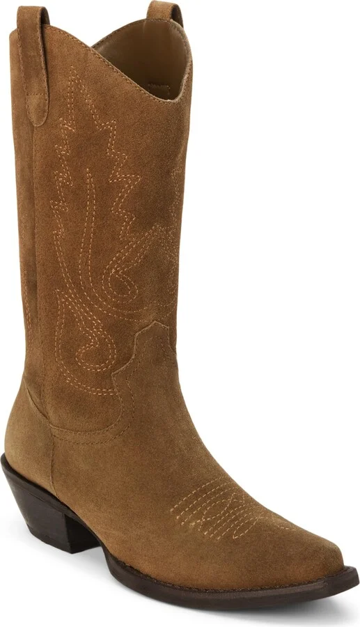 Coconuts by Matisse Womens Gaucho Embroidered Snip Toe Casual Boots Mid Calf Low Heel 1-2" - Brown - Size 6 M