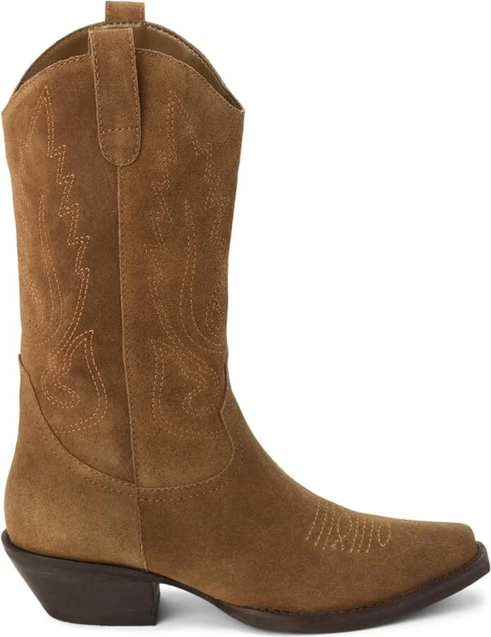 Coconuts by Matisse Womens Gaucho Embroidered Snip Toe Casual Boots Mid Calf Low Heel 1-2" - Brown - Size 7 M