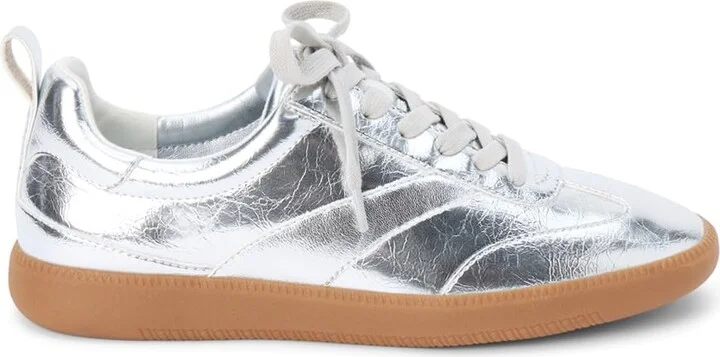 Coconuts by Matisse Womens Wylder Metallic Lace Up Sneakers Shoes Casual - Silver - Size 6.5 M