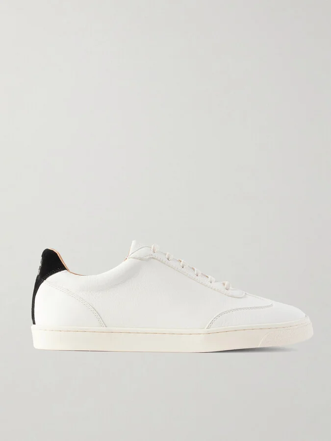 Coda di Rondine Suede-Trimmed Leather Sneakers