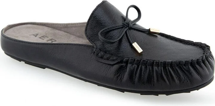 Cody Womens Bow Leather Slide Slippers