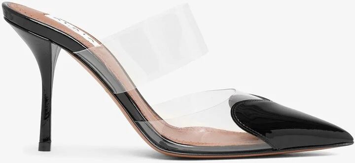 Coeur 90 black patent mule pumps