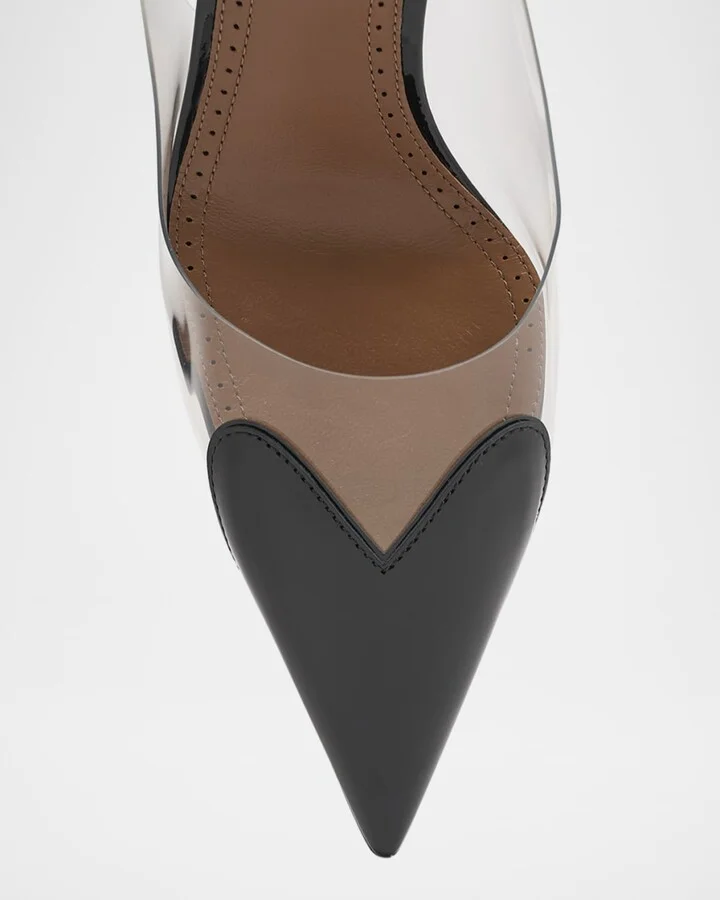 Coeur Clear Patent Heart-Toe Slingback Pumps - Image 2