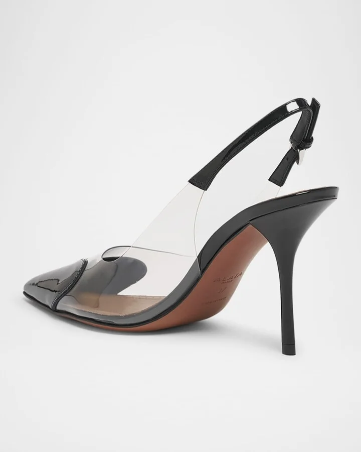 Coeur Clear Patent Heart-Toe Slingback Pumps - Image 3