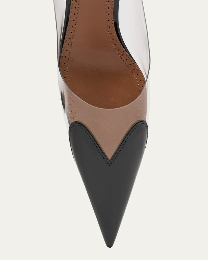 Coeur Clear Patent Heart-Toe Slingback Pumps - Image 2