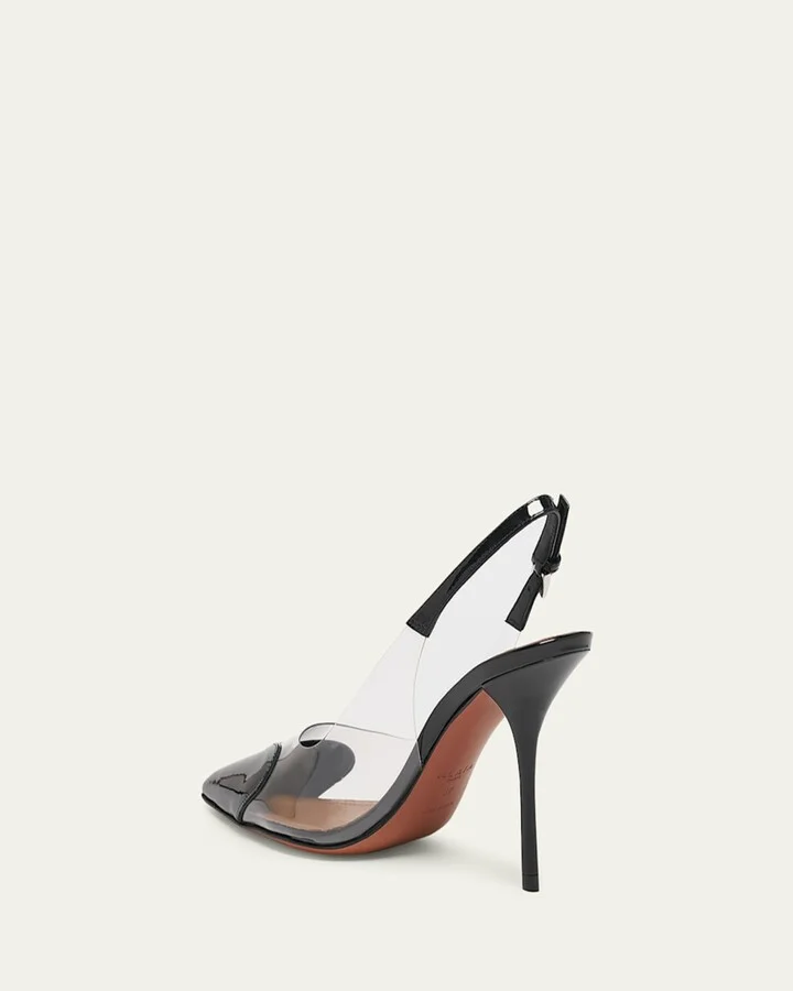 Coeur Clear Patent Heart-Toe Slingback Pumps - Image 3