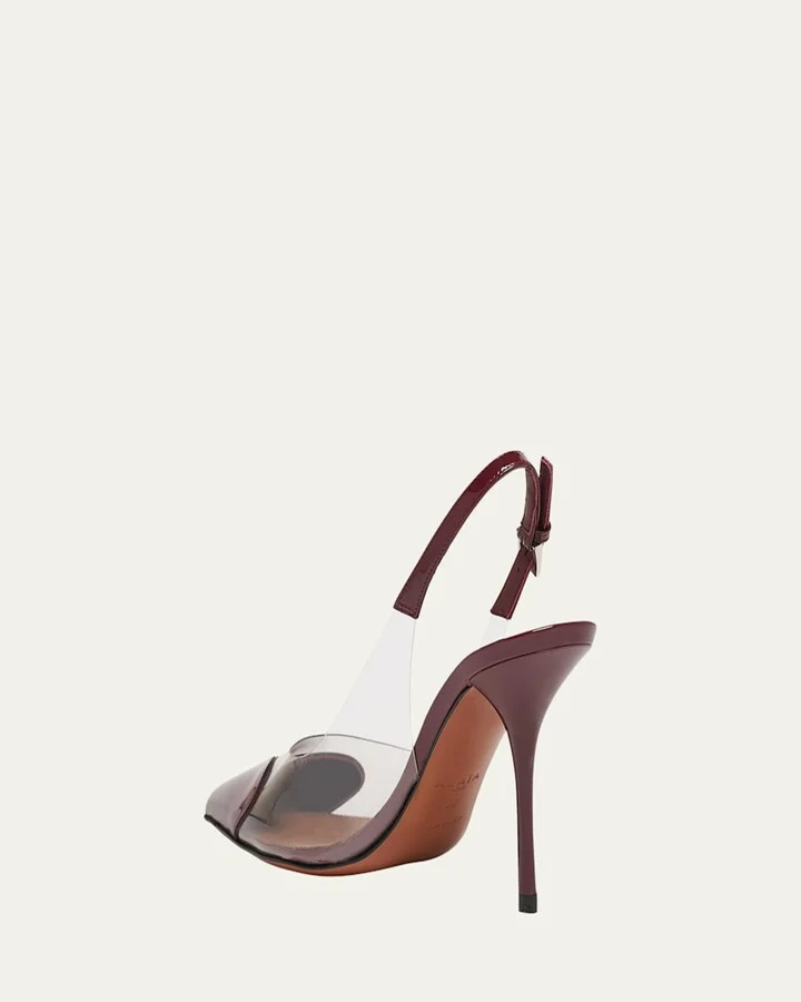 Coeur Clear Patent Heart-Toe Slingback Pumps - Image 6