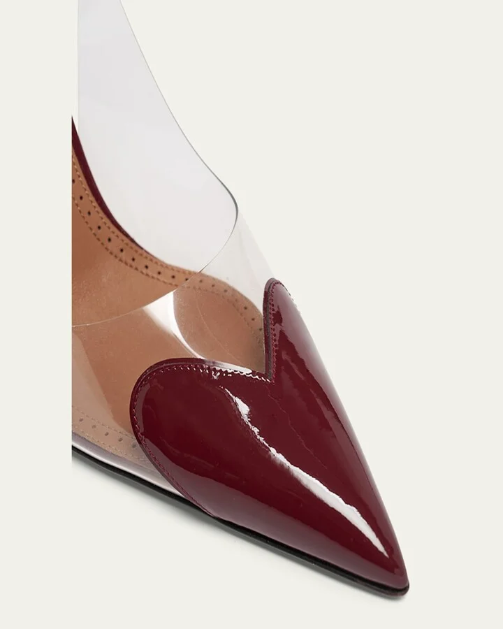 Coeur Clear Patent Heart-Toe Slingback Pumps - Image 9