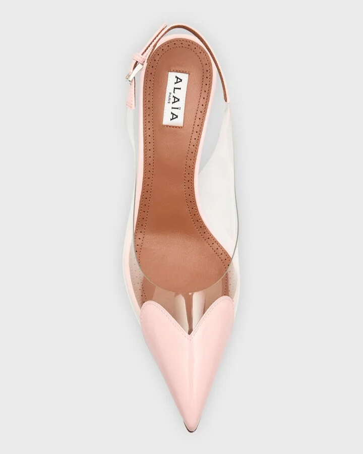 Coeur Plexi Heart-Toe Slingback Pumps - Image 4