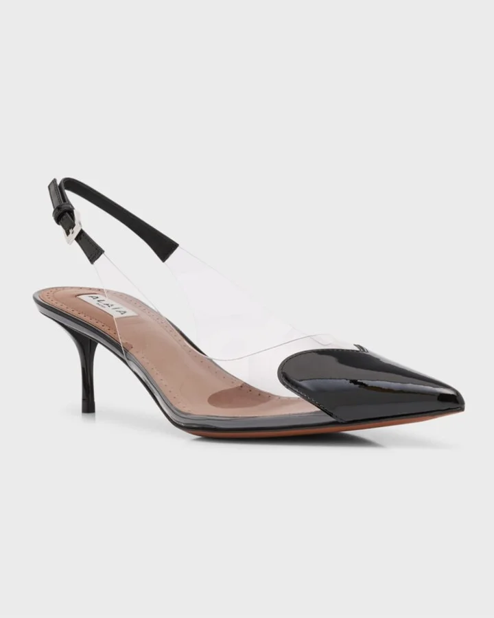 Coeur Plexi Heart-Toe Slingback Pumps - Image 9
