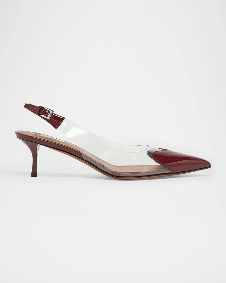 Coeur Plexi Heart-Toe Slingback Pumps