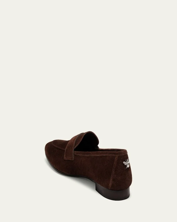Coffee Suede Flat Loafers - Image 9