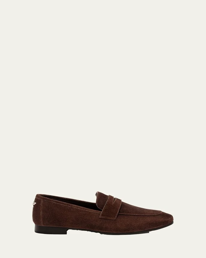 Coffee Suede Flat Loafers