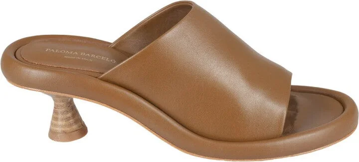 Cognac Leather Open-Toe Mules