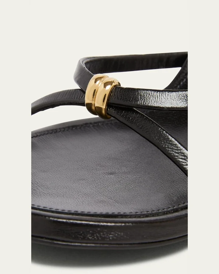 Coil Buckle Ankle-Strap Leather Wedge Sandals - Image 5
