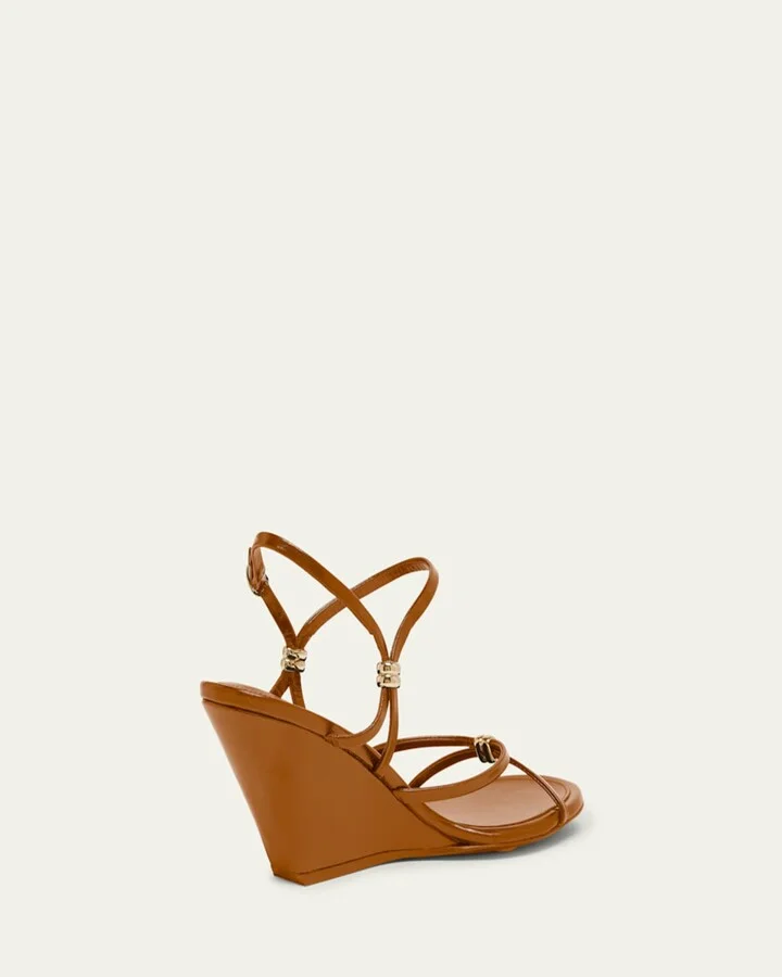 Coil Buckle Ankle-Strap Leather Wedge Sandals - Image 6
