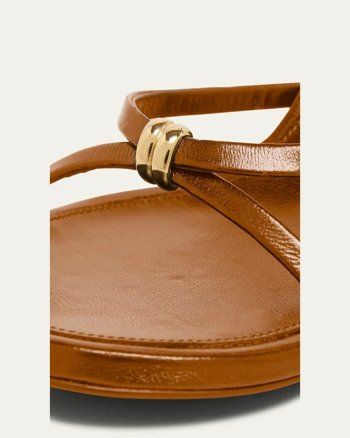 Coil Buckle Ankle-Strap Leather Wedge Sandals - Image 7