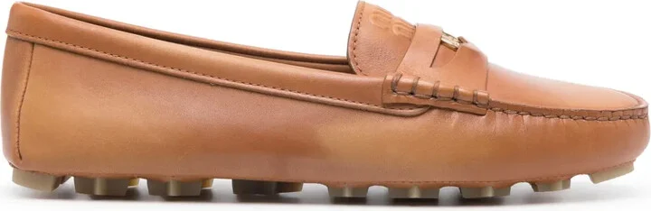 Coin-Detail Leather Loafers
