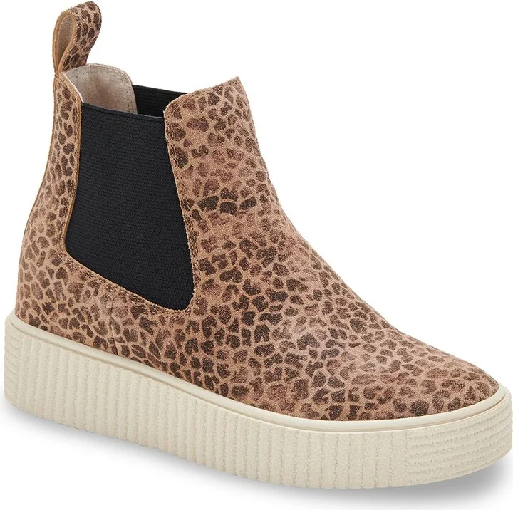 Cola Womens Leather Animal Print Chelsea Boots